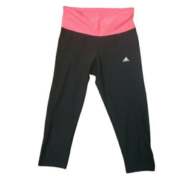 Adidas Super High Waisted Cropped Crops Black Leggings Activewear Loungewear - Picture 1 of 5